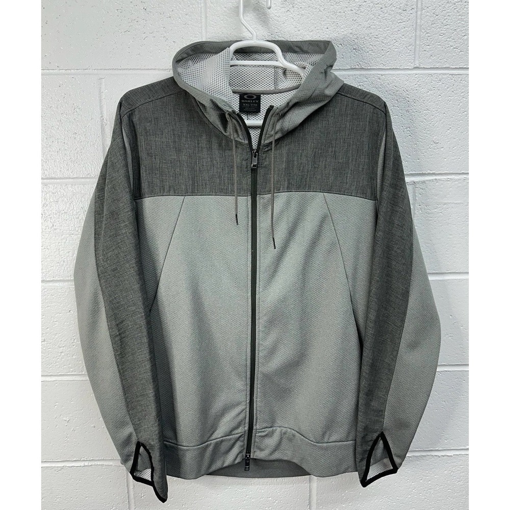 Oakley Lightweight Jacket Men's XXL Gray Slim Fit Full Zip Hooded Jacket